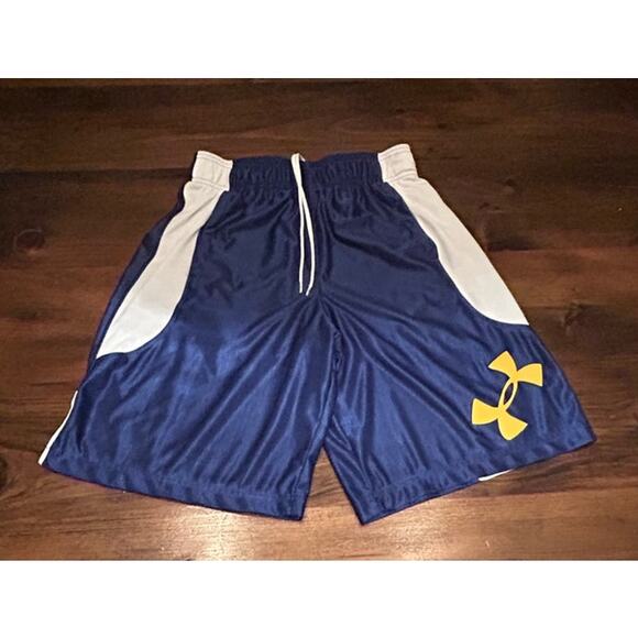 Under Armour Shiny Silky Perimeter Long Basketball Shorts Blue Men's Sz Medium - Picture 2 of 5